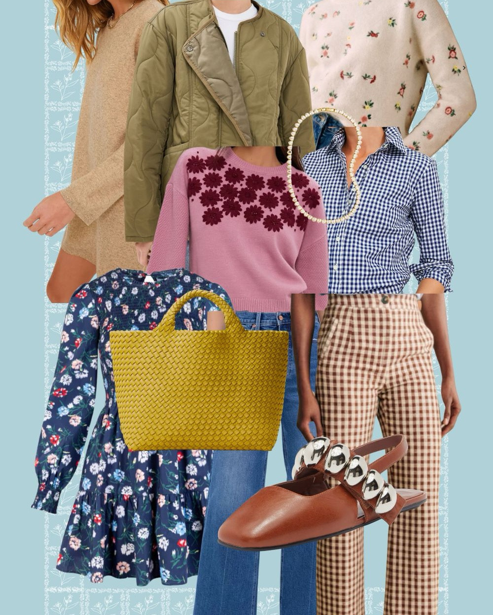 Fresh picks are in! 
- Sezane bestselling pants are restocked! (A closer fit, size up if you prefer more room), a new hill house home dress to wear now and into storing, a fresh color in a classic naghedi bag, a check button down (close fit, consider sizing up), pink and burgundy floral sweater, jacket, sweater dress, floral sweaters, and an unexpected neutral shoe to try! 
❤️ Claire 

And don’t forget to use code YOUROCK at Tuckernuck for 20% off ✨✨✨

#LTKStyleTip #LTKSeasonal #LTKWorkwear