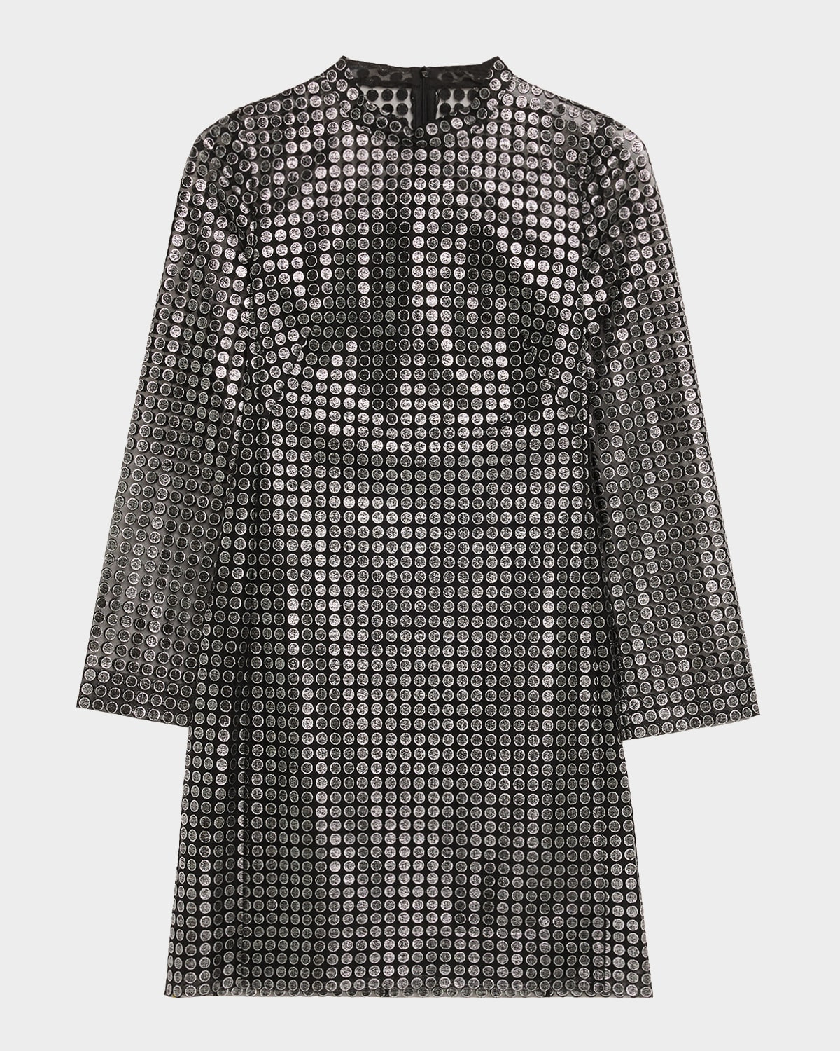 Metallic Dot-Embroidered Tulle Mini Dress | Neiman Marcus
