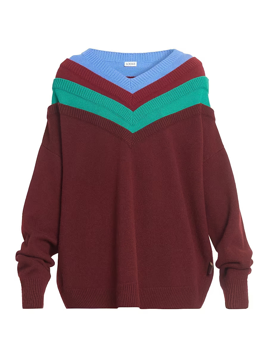 Women's Colorblocked Wool Sweater - Green Red Multicolor - Size XS | Saks Fifth Avenue