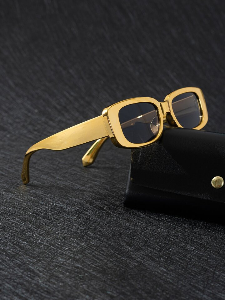 One Pair men's electroplated bright square small frame sunglasses | SHEIN