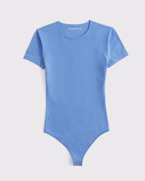 Short-Sleeve Cotton-Blend Seamless Fabric Crew Bodysuit | Abercrombie & Fitch (US)