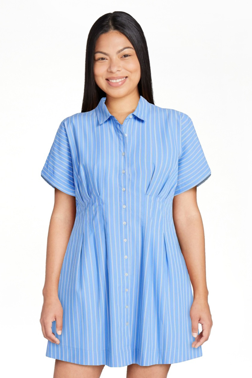 Free Assembly Women's Cotton Corset Mini Shirtdress with Short Sleeves, Sizes XS-XXL | Walmart (US)