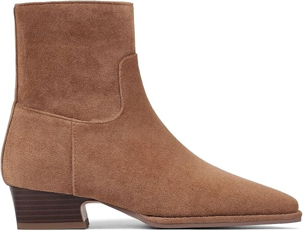 Ankle Boots for Women Square Toe Boots Chunky Heel Booties | Amazon (US)
