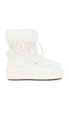 MOON BOOT Ltrack Faux Fur WP Boot in White from Revolve.com | Revolve Clothing (Global)