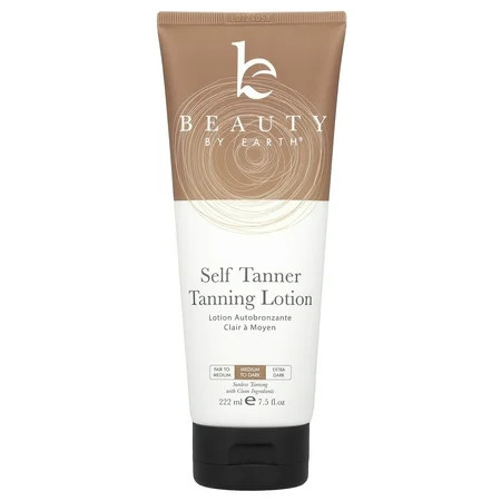 Beauty by Earth Self Tanner - Made with Organic Aloe Vera & Shea Butter, Sunless Tanning Lotion and Bronzer Buildable Light, Medium or Dark for Natural Looking Fake Tan, 1 Pack | Walmart (US)