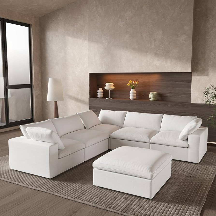 Cloud Couch Modular Sectional Sofa with Storage Ottomans,160.6" Down Filled 6 Seater Convertible ... | Amazon (US)