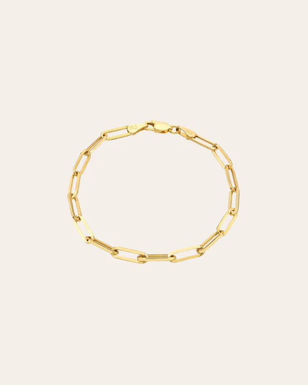 14k Gold Large Paper Clip Chain Bracelet | Zoe Lev Jewelry