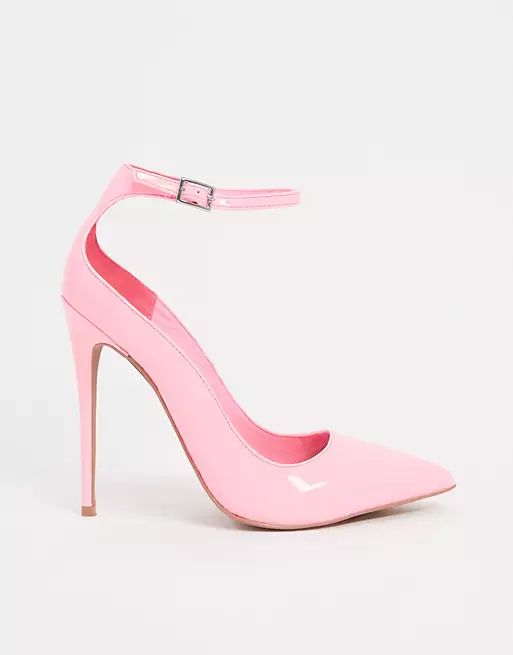 ASOS DESIGN Participate stiletto court shoes in pink patent | ASOS (Global)