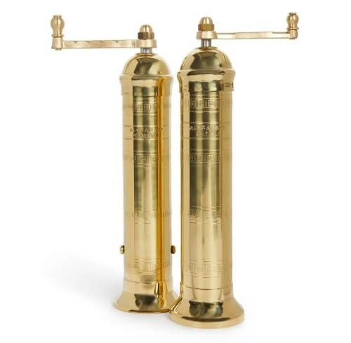 Alexander Handcrafted European Mill Set – Authentic 2-Piece Brass Pepper (9″) & Salt (8″) G... | Amazon (US)