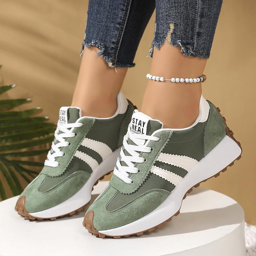 Women's Fashion Thick Sole Sneakers, Breathable Walking Shoes, Comfortable Support, Casual Textil... | Amazon (US)