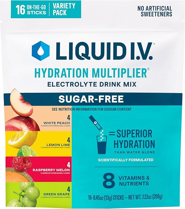 Liquid I.V.\u00ae Hydration Multiplier Sugar-Free Variety Pack - Raspberry Melon, Lemon Lime, Whi... | Amazon (US)