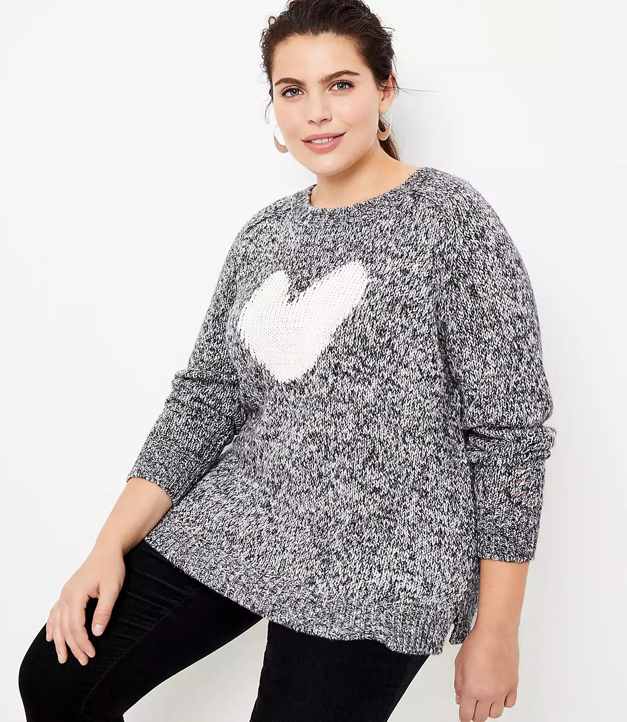 LOFT Plus Heart Sweater | LOFT