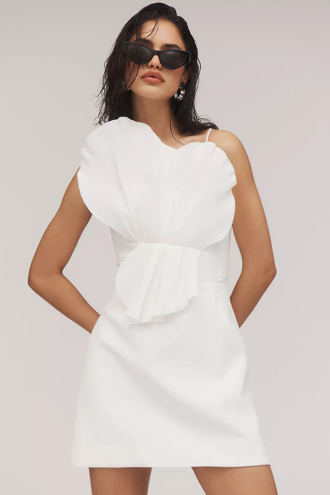 Acler Milston Sculptural Pleated Fan Lace-Up Mini Dress | Anthropologie (US)