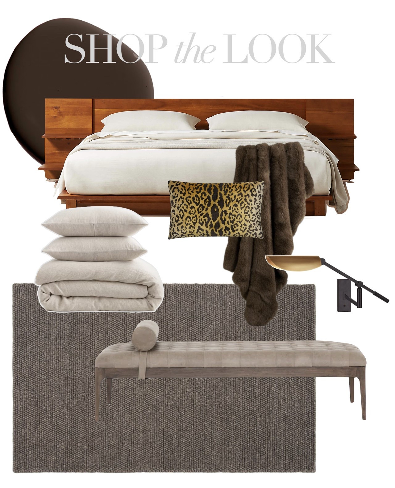 Cozy dark brown bedroom decor inspiration, brown wall paint, platform bed with built in nightstands, linen bedding, and tufted leather daybed bench 

#LTKHome #LTKStyleTip