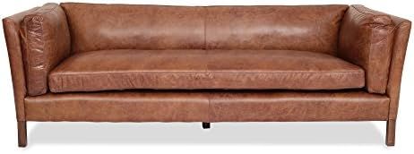 Edloe Finch Finley Sofa - Mid Century Modern Couch - Top Grain Brazilian Leather - Cognac Brown | Amazon (US)