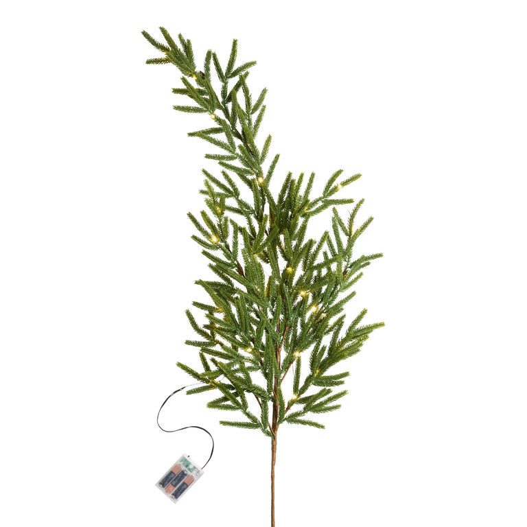 Green Faux Norfolk Pine LED Battery Operated Stem with Timer | World Market
