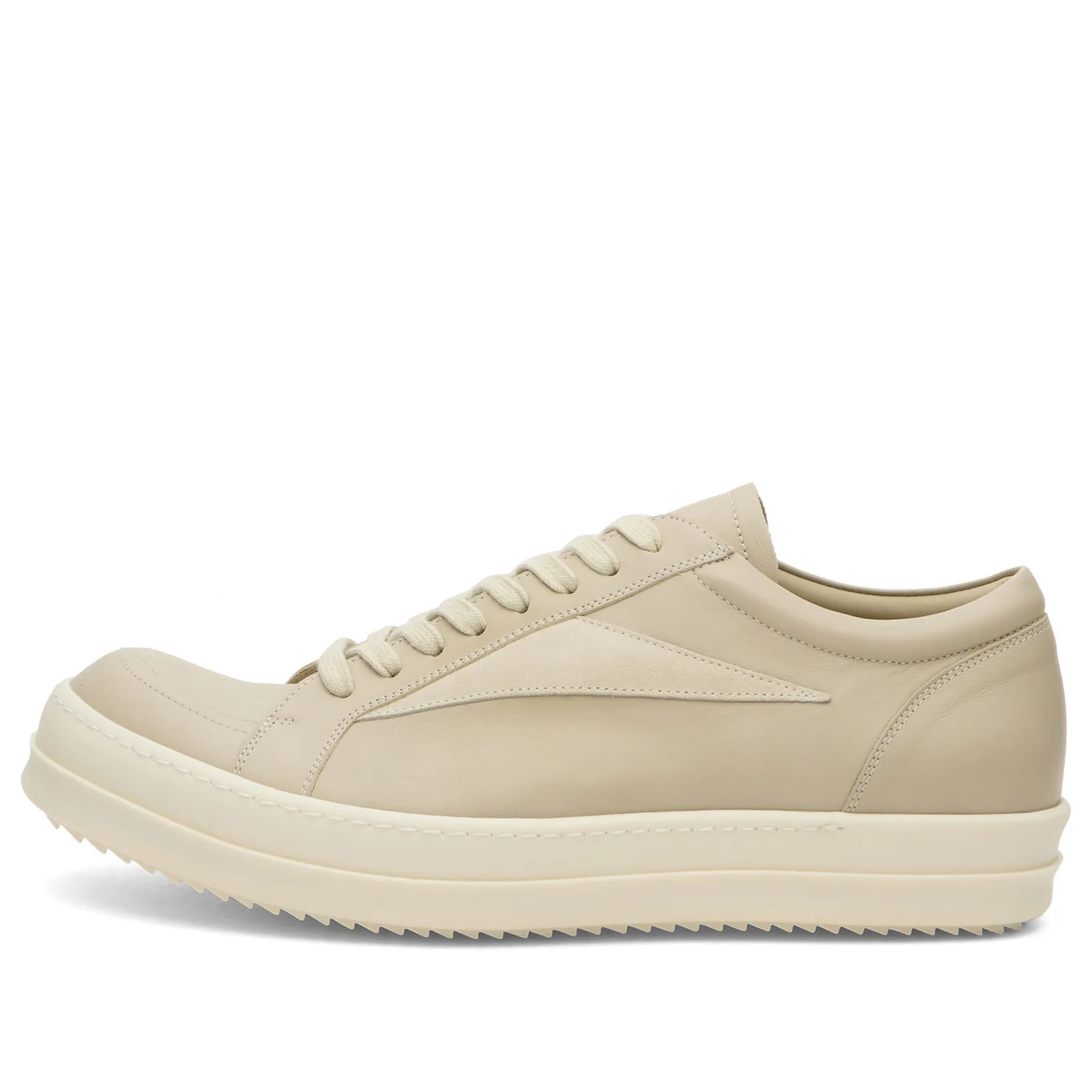 Rick Owens Men's Leather Vintage Sneaks Sand/Milk/Milk | END. Clothing