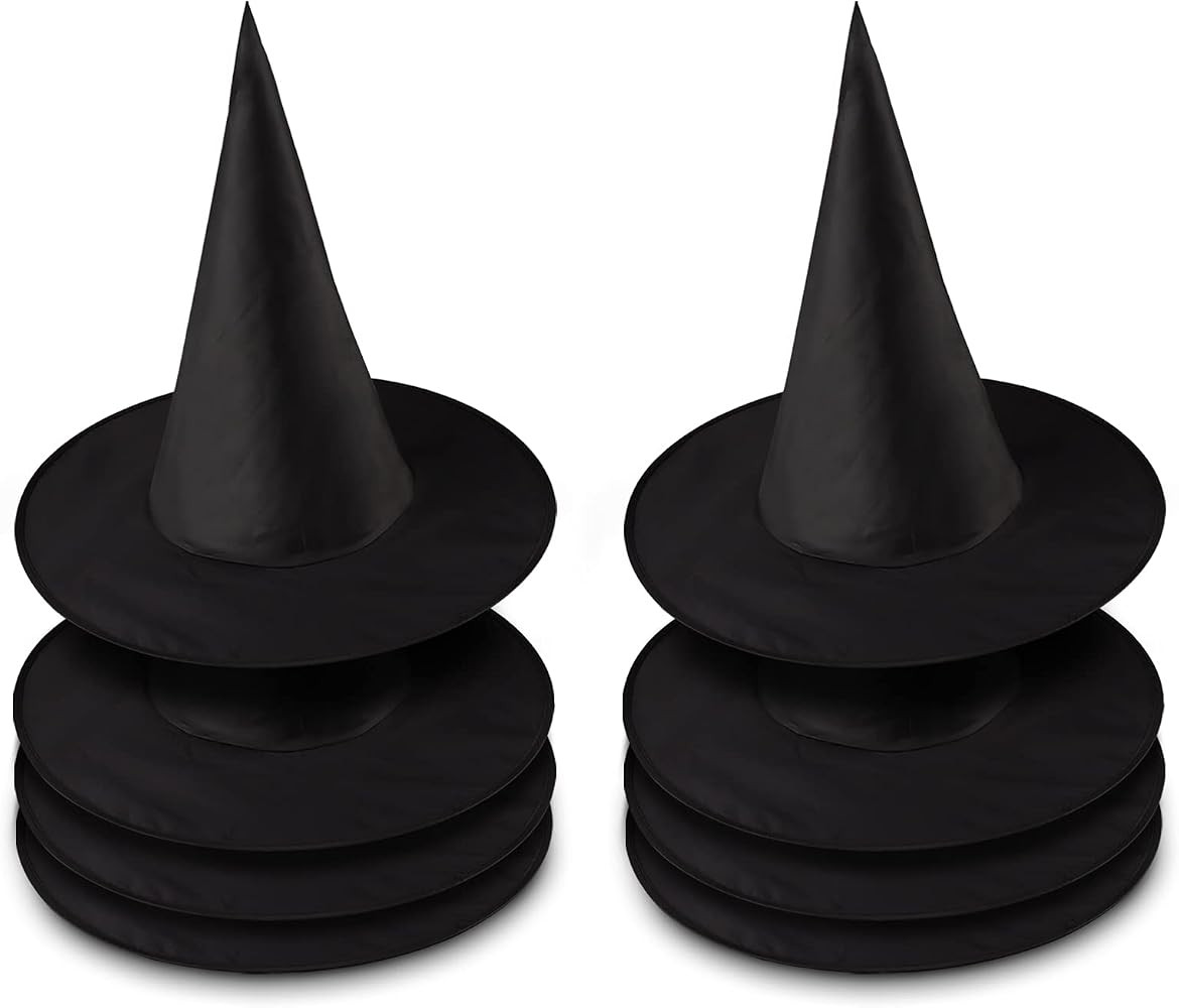 Beepow 8 Pack Witch Hats, Halloween Black Witch Hats Costume Accessory Decorations, Black Hallowe... | Amazon (US)