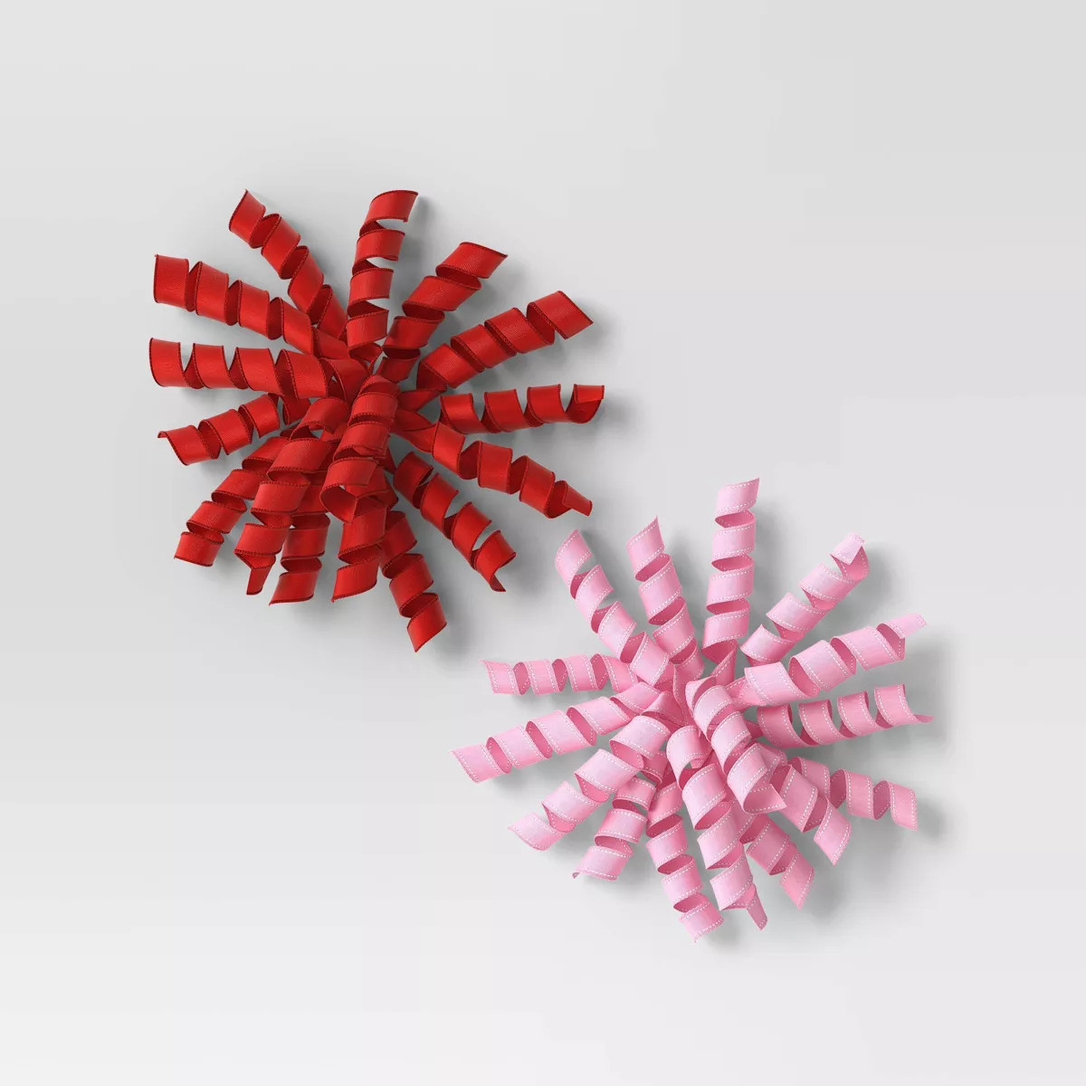 2ct Curl Swirl Grosgrain Christmas Decorative Bow Pink/Red - Wondershop™ | Target