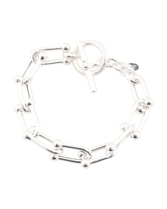 Made In Italy Sterling Silver Horse Bit Bracelet | TJ Maxx