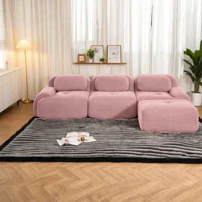 Luxury Pink Corduroy Sofas, Ergonomic Design For Living Spaces | Wayfair North America