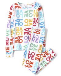 Girls Rainbow Love Snug Fit Cotton Pajamas - White | The Children's Place