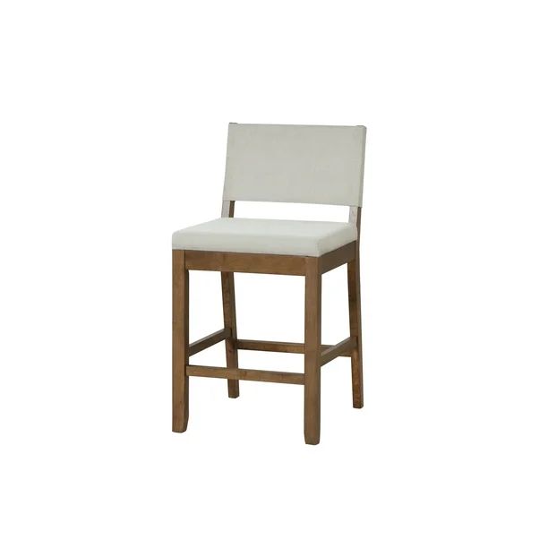 Nathan James Linus Modern Upholstered Counter Height Bar Stool with Back and Solid Rubberwood Leg... | Walmart (US)