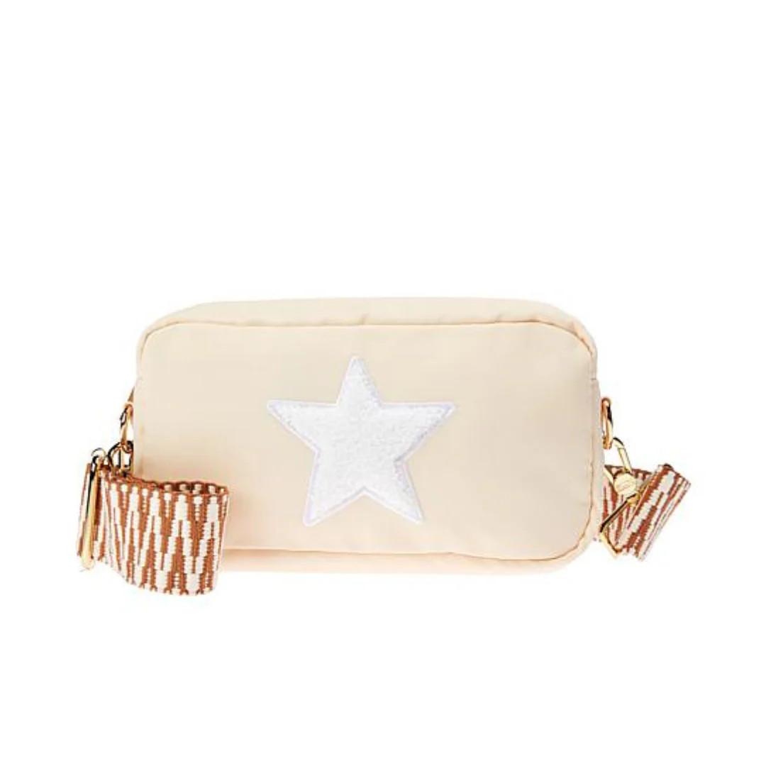 Cream Star Crossbody Bag with Neutral Strap | bloc bags