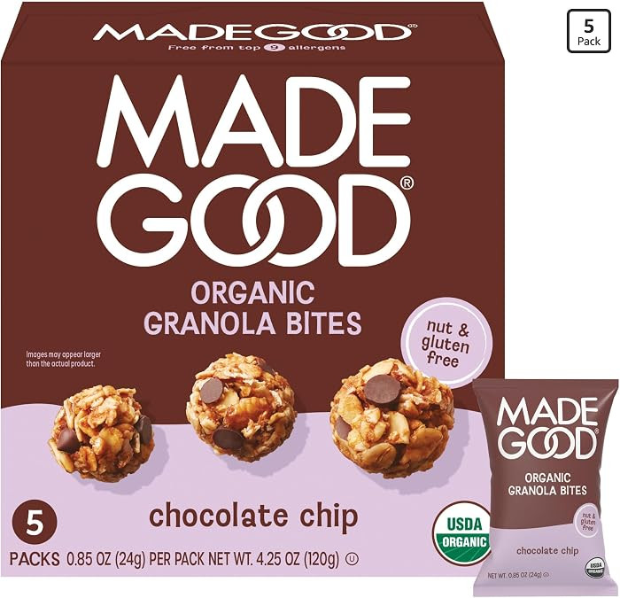 MadeGood Organic Chocolate Chip Granola Bites, 5ct x 0.85oz | Amazon (US)