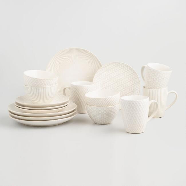White Textured Ceramic Avery Dinnerware Collection | World Market