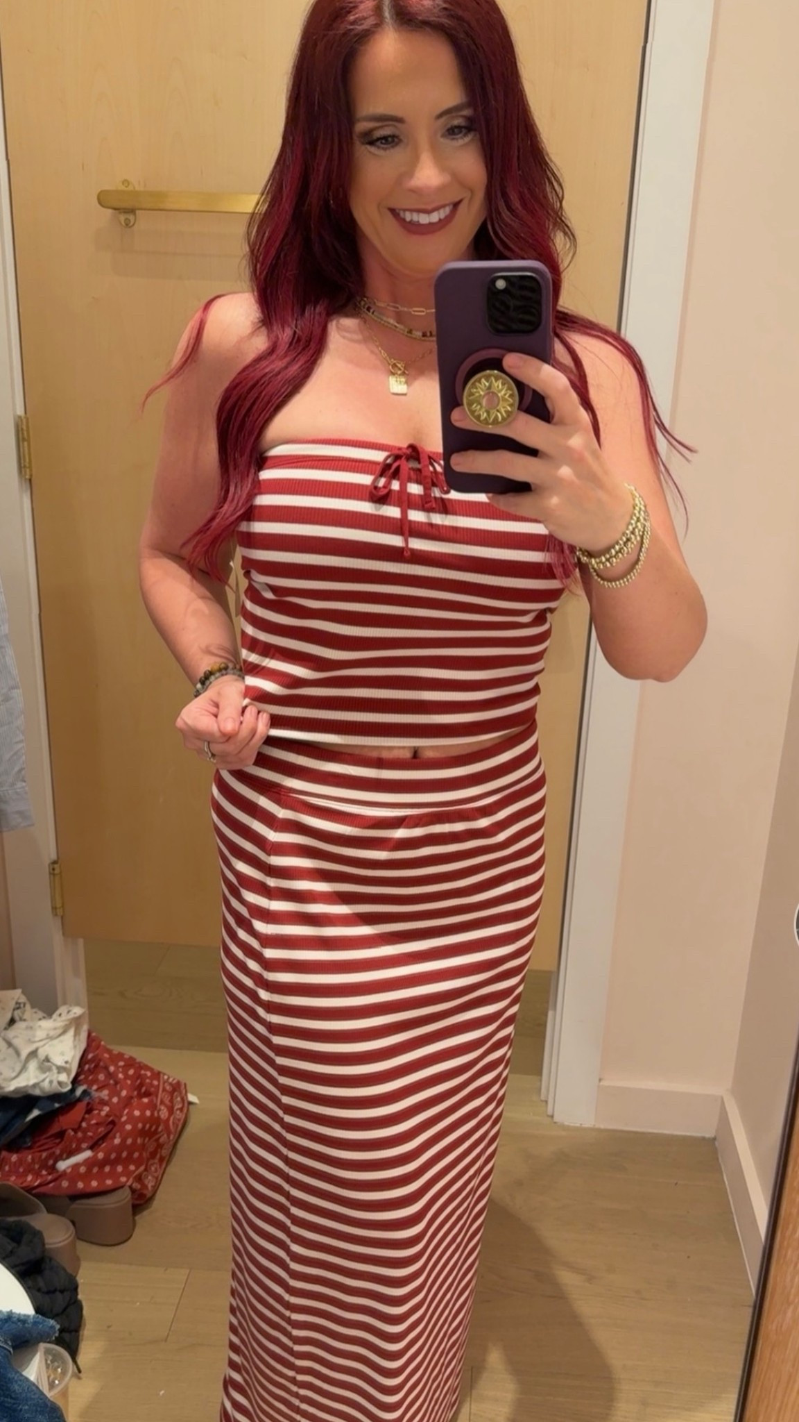 Aerie red and white striped tube top and maxi skirt 

#LTKSeasonal #LTKStyleTip