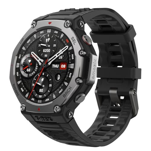 Amazfit T-Rex 3 Rugged/Military Smart Watch 48mm, GPS (with Privacy), Offline Maps, Long Battery Life,328 Feet Water-Resistant, 170 Fitness/Sport Modes, AI, Voice Control, for Android or iPhone, Black | Amazon (US)