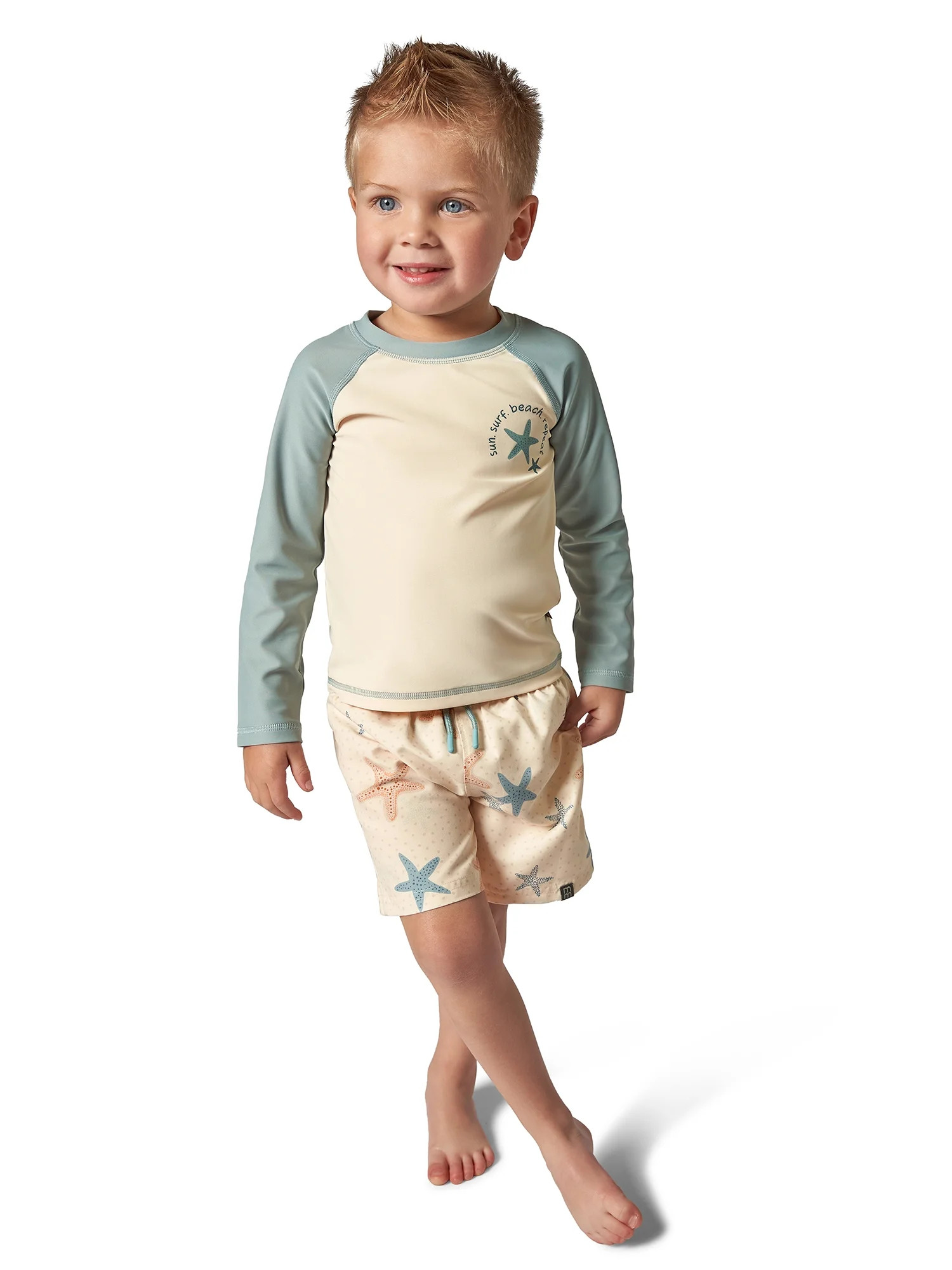 Modern Moments by Gerber Toddler Boy Long Sleeve Rashguard and Short Set, 2-Piece, Sizes 0/3M - 5... | Walmart (US)
