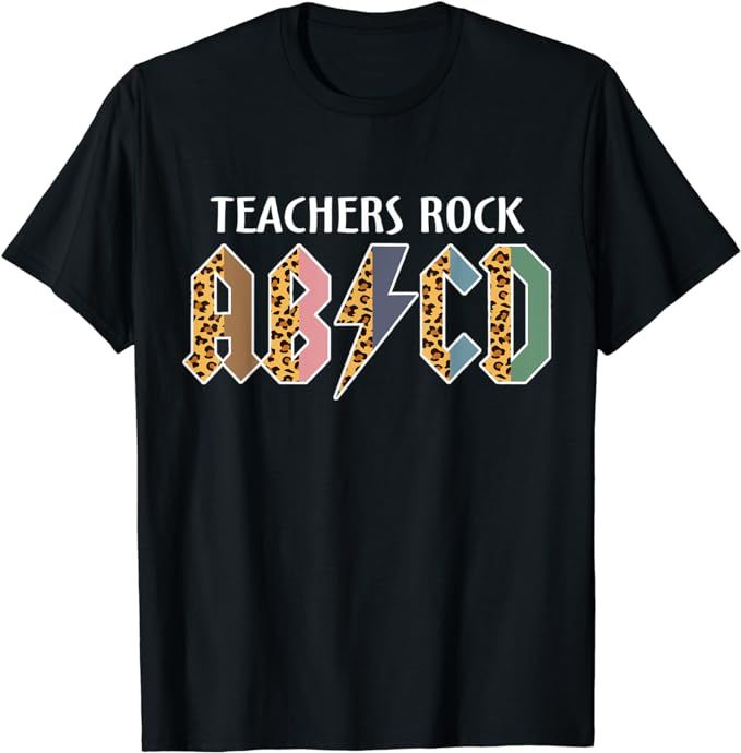 Funny Teacher ABCD Rocks Back To School Teachers Rock ABCD T-Shirt | Amazon (US)
