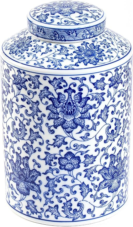 Blue and White Ginger Jar, Chinoiserie Porcelain, Blue and White Ginger Jar Vase for Home Decor, ... | Amazon (US)