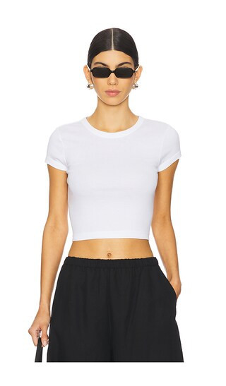 Enza Costa Supima Baby Cropped Tee in White. - size M | Revolve Clothing (Global)