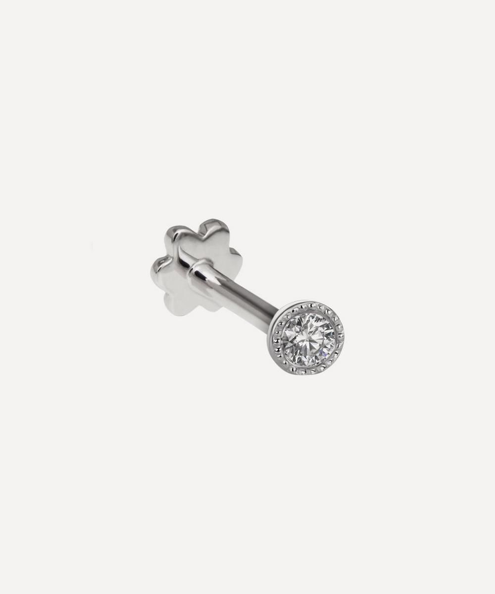 2Mm Scalloped Set Diamond Threaded Stud Earring | Liberty London (UK)