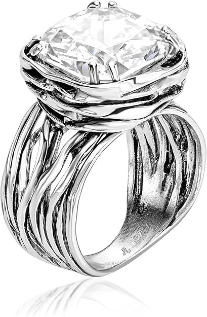 JEAN RACHEL JEWELRY 925 Sterling Silver Ring - Wrap Vintage Design with Cushion Shaped Cubic Zirc... | Amazon (US)