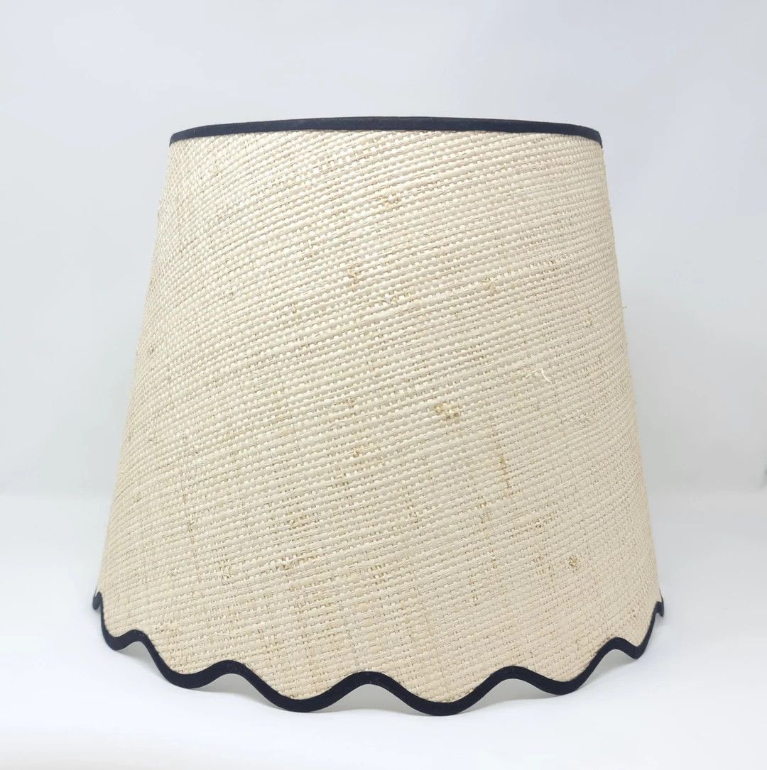 RUSTIC RAFFIA LAMPSHADE - tapered - natural - scalloped edges - trim colours - clip on, lamp or pend | Etsy (US)