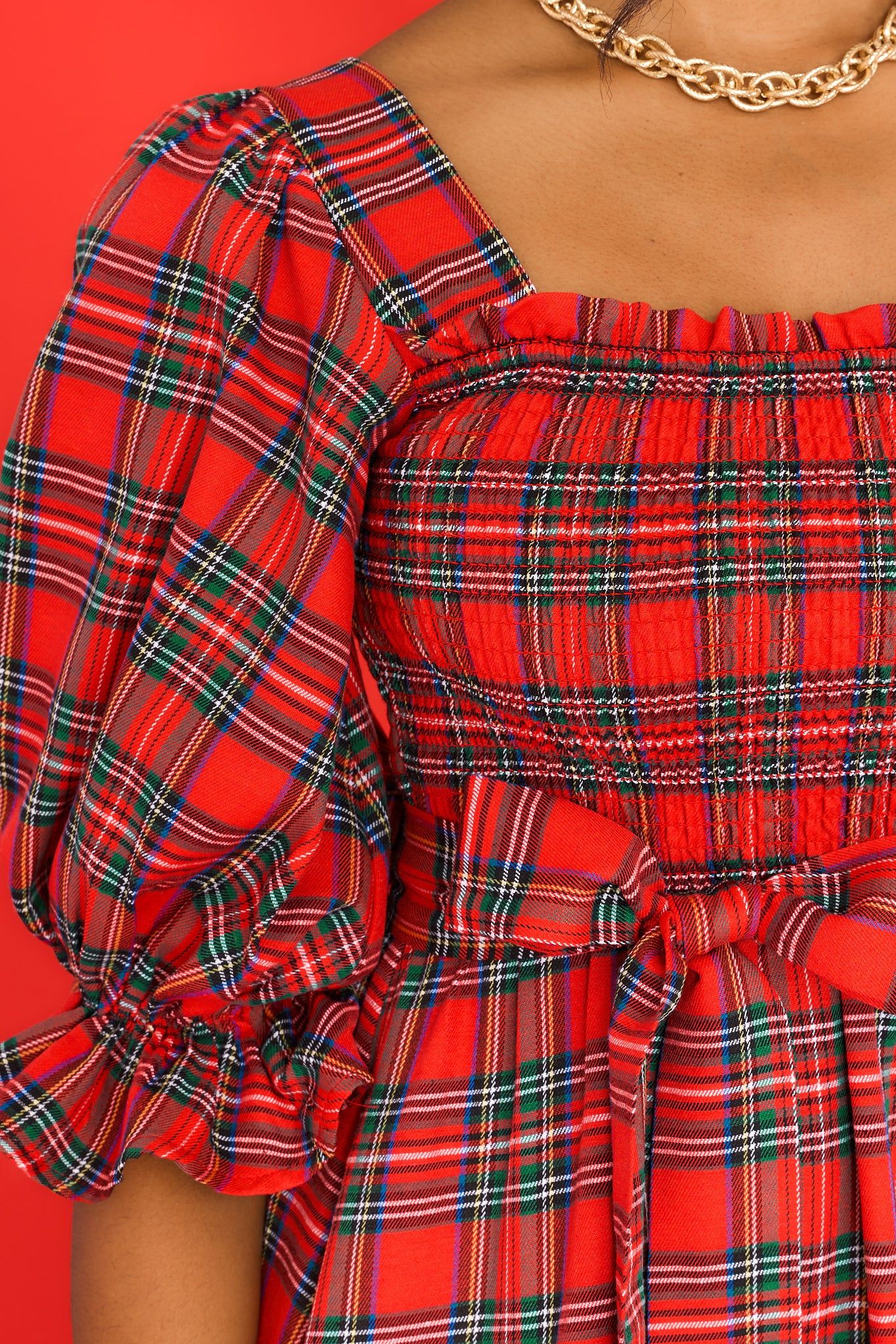 All Is Calm Red Plaid Maxi Dress | Red Dress 