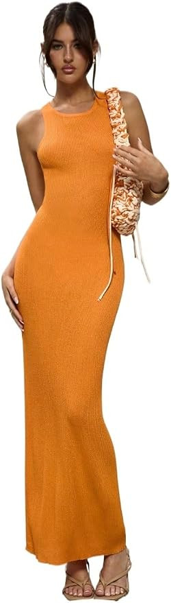 Women 2024 Casual Sweater Dress Ribbed Knit Maxi Dress | Amazon (US)
