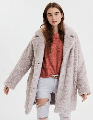 AE Fuzzy Sherpa Coat | American Eagle Outfitters (US & CA)