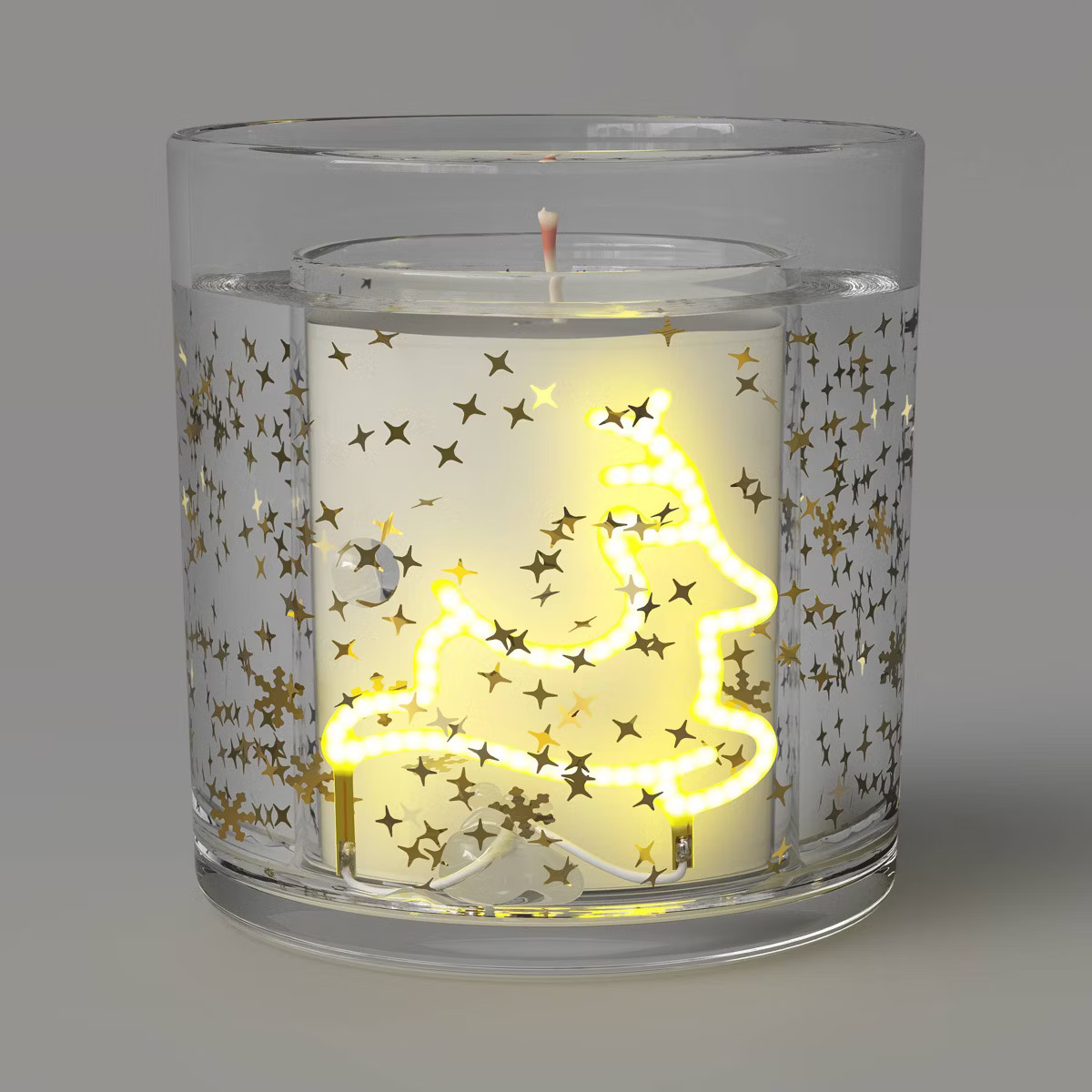 Gel LED Leaping Reindeer Candle Dreamy Winter Snowglobe - Wondershop™ | Target