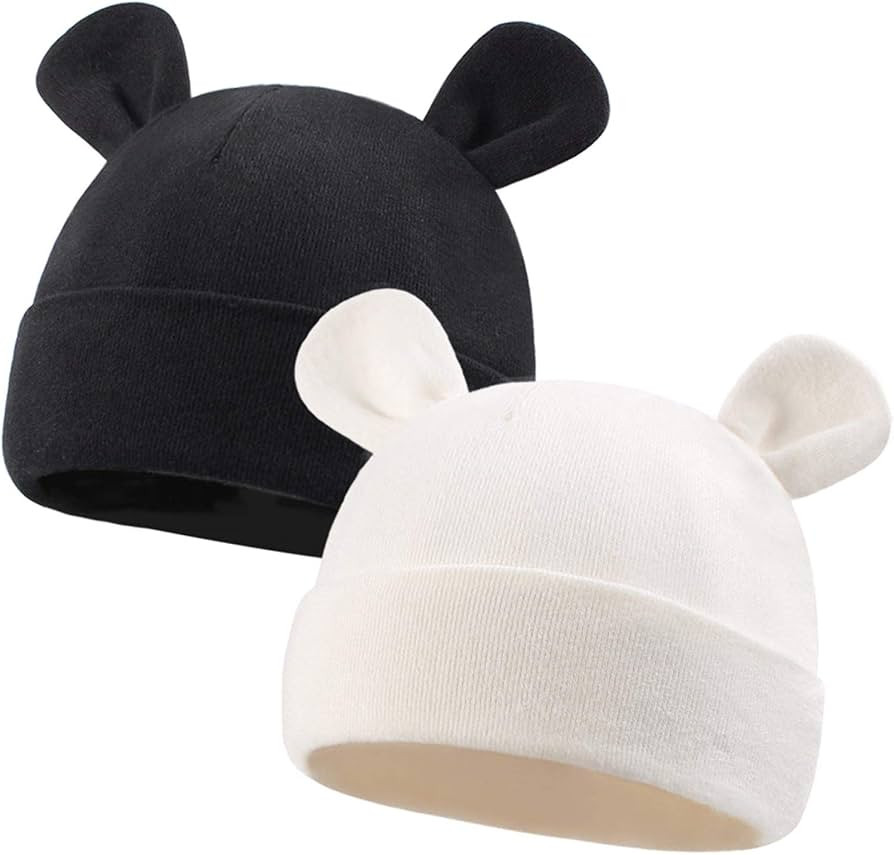 Duoyeree Baby Hat Newborn Hat Adorable Cotton Bear Ear Beanie Cap for Infant Girl Boy 0-6 Months,... | Amazon (US)