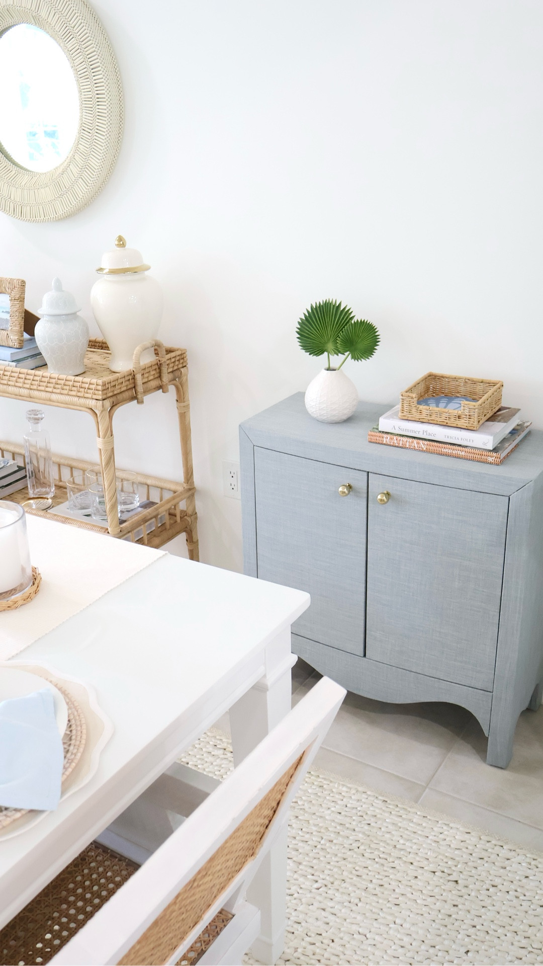 T.J. Maxx for the win!! Love this light blue linen wrapped cabinet

#LTKHome