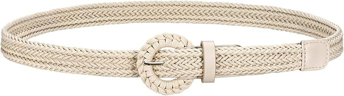 JASGOOD Women's Braided Woven Boho Belt - Skinny Waist Strap for Summer Dresses & Jeans(Width:0.9... | Amazon (US)