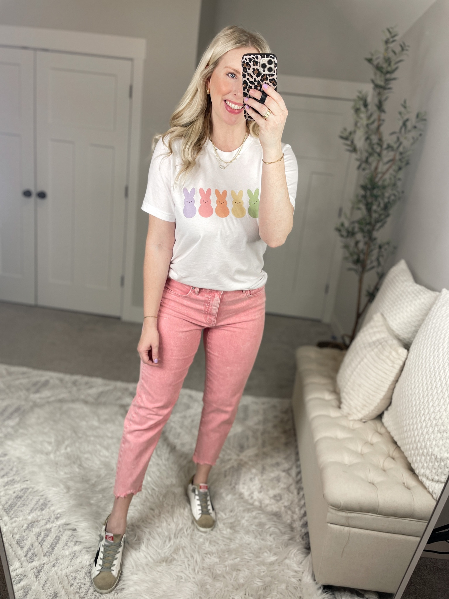 Daily try on, Jane find, Easter tee, peeps tee, pink jeans 

#LTKunder50 #LTKsalealert #LTKSeasonal