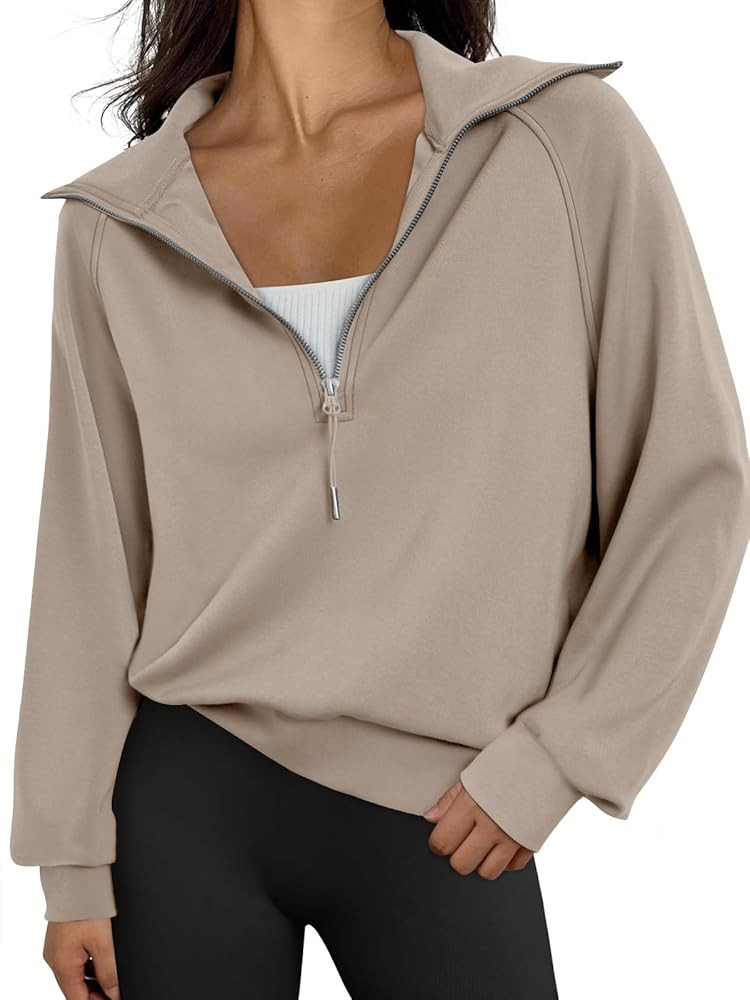 Trendy Queen Womens Oversized Sweatshirts Half Zip Pullover Fall Long Sleeve Quarter Zip Hoodies ... | Amazon (US)