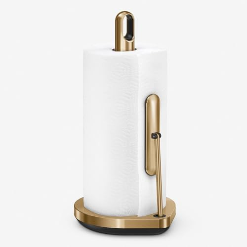 simplehuman Standing Paper Towel Holder with Spray Pump, Brass Stainless Steel, Gold | Amazon (US)
