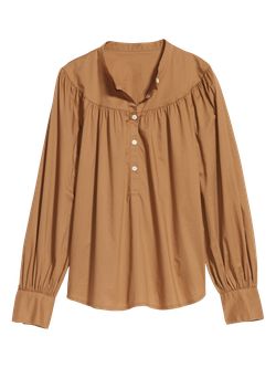 Puff-Sleeve Henley Shirt for Women | Old Navy (US)